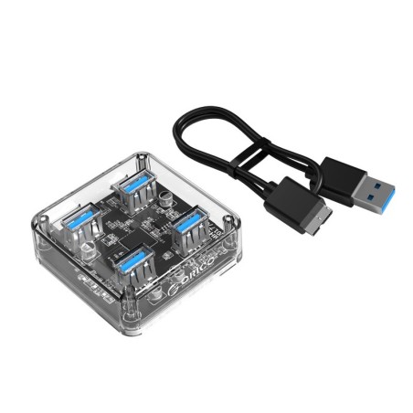 USB hub s 4 vhodi, USB 3.0, prozoren, ORICO MH4U,