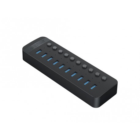 USB Hub ORICO CT2U3-10AB, 10-port, USB 3.0, s stikali, črn