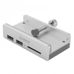 USB hub z 2 vhodoma, USB 3.0, čitalec kartic, zaponka, aluminij, ORICO MH2AC-U3,