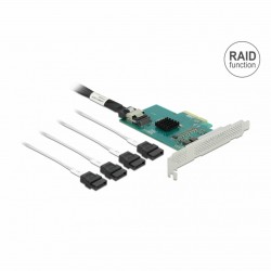 Delock kartica PCIe 4xSATA 6Gbs RAID HyperDuo + Low Profile 89051