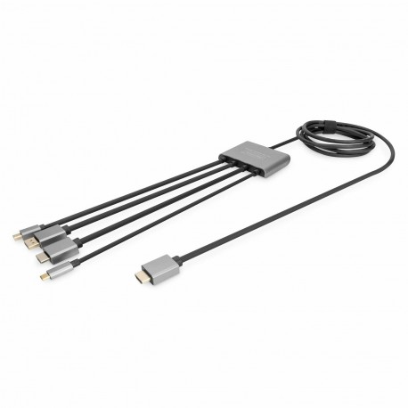 Digitus kabel HDMI 4v1 HDMI/DisplayPort/ mini DisplayPort/USB TipC 4K 60Hz 85301