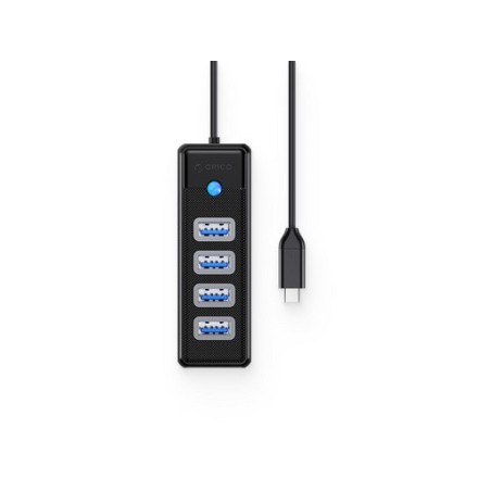 USB-C hub s 4-vhodi, USB 3.0, 0.15m, črn, ORICO PW4U-C3-015,
