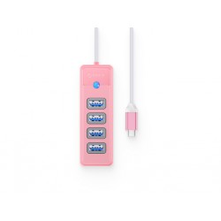 USB-C hub s 4-vhodi, USB 3.0, 0.15m, roza, ORICO PW4U-C3-015,