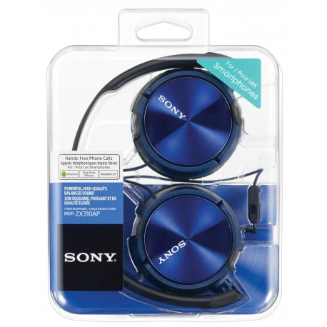 Slušalke naglavne SONY MDRZX310APL, modre barve, MDRZX310APL.CE7