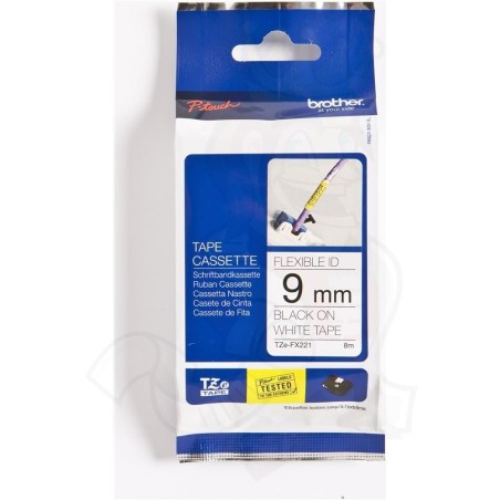 Trak za Brother P-touch TZEFX221 Flexi bel/črn 9mm