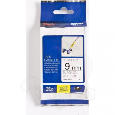 Trak za Brother P-touch TZEFX221 Flexi bel/črn 9mm