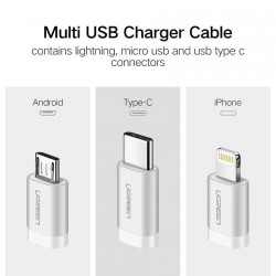 Kabel Ugreen USB 2.0 na Micro USB+Lightning+Type C (3 v 1) 1.5m