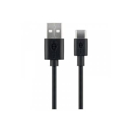 Kabel USB-A 2.0 na USB-C, polnjenje in sinhronizacija, 0.1m, Goobay, črn