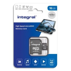Integral 16GB High Speed SDHC/XC V10 100MB Class 10 UHS-I U1