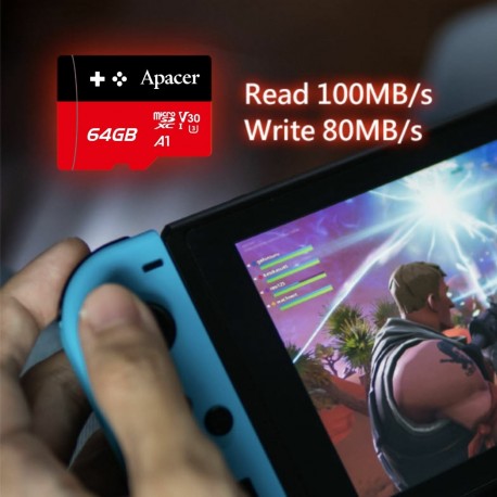 Pomnilniška kartica APACER microSDXC, 64GB, C30, AP64GMCSX10U7-RAGC