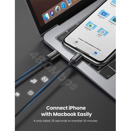 Kabel UGREEN USB-C na Lightning M/M 2m (črn) - box