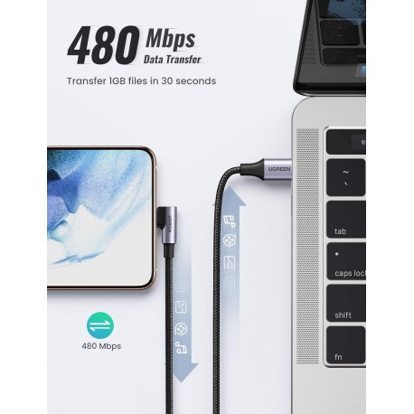 Kabel Ugreen USB-C na kotni USB-C, 60W 2M