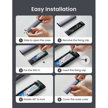 Zunanje aluminijasto ohišje Ugreen M.2 SATA SSD USB 3.1 Gen2