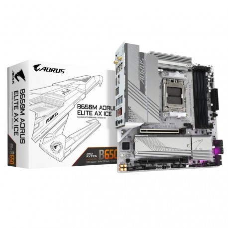 Matična plošča GIGABYTE B650M AORUS ELITE AX ICE, DDR5, WiFi 6E, AM5 mATX