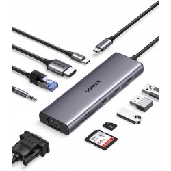 UGREEN USB-C Hub, 10-v-1 USB-C 4K HDMI & VGA, 100W PD