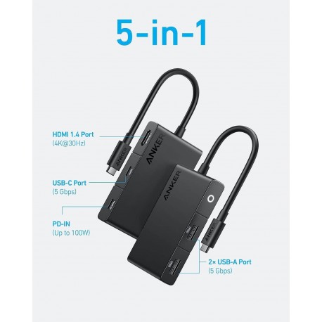 USB Hub Anker 332, 5v1, USB-C, A8356G11