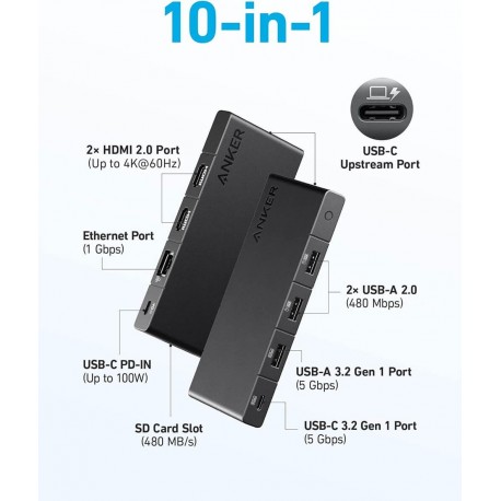 USB Hub Anker 364, 10v1, USB-C, A83A2G11