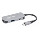 Priključna postaja MANHATTAN 3-v-1 USB-C v HDMI sive barve