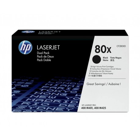 Toner HP 80X za 2X, dvojno pakiranje, črna