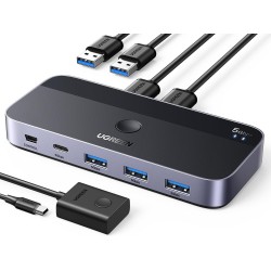 UGREEN USB 3.0 stikalo za 2 računalnika, ki si delita naprave USB C & A, 15705