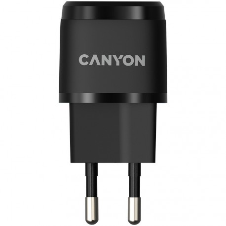 Stenski polnilec CANYON H-20, USB-C, črn