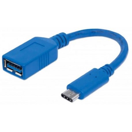 Adapter Manhattan, USB-C v USB-A, moški/ženski, USB 3.2 Gen 1, 15cm, moder