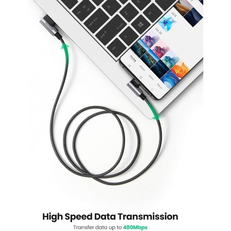 Kabel Ugreen USB v USB-C 90-stopinjski za hitro polnjenje, 1m, 20856