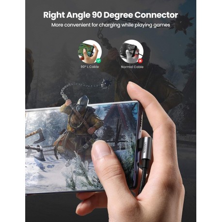 Kabel Ugreen USB v USB-C 90-stopinjski za hitro polnjenje, 2m, 20857