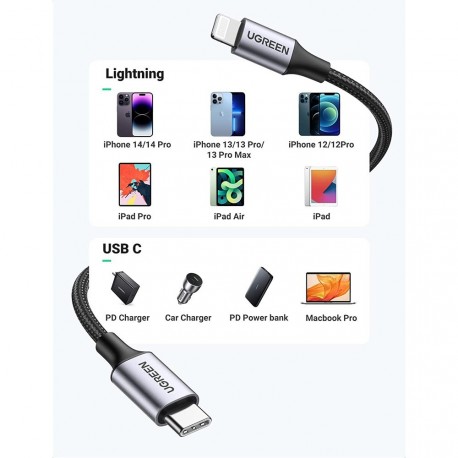 Kabel Ugreen USB-C na Lightning kabel 1m, 60759