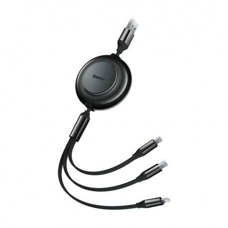 Kabel Baseus USB-A 3v1 Lightning/USB-C/MicroUSB 1.1m črn, CAMJ010001