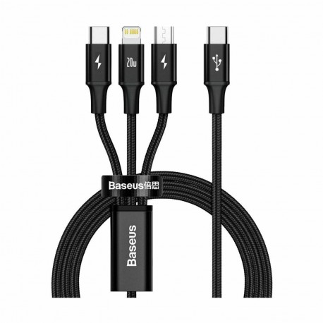 Kabel Baseus USB-C 3v1 Lightning/USB-C/MicroUSB 20W 1.5m, črn