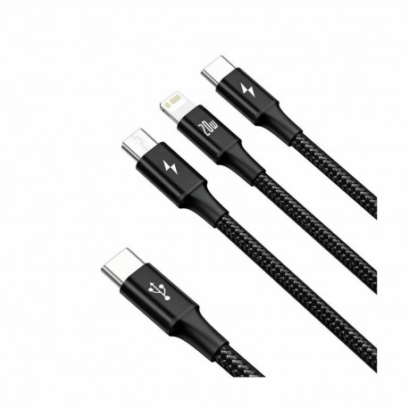 Kabel Baseus USB-C 3v1 Lightning/USB-C/MicroUSB 20W 1.5m, črn