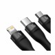Kabel Baseus USB-A 3v1 Lightning/USB-C/MicroUSB 100W 1.2m črn, CASS030001