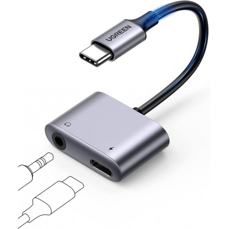 Adapter Ugreen 60164, USB-C v 3,5mm za slušalke in polnjenje 2v1