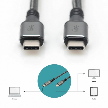 Kabel Digitus USB-C 4.0 v USB-C 8K 60Hz 100W, 1m črn, DB-300443-010-S