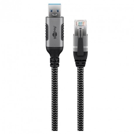 Mrežni kabel GOOBAY USB-A 3.0 / RJ45 2m CAT 6 črn/siv