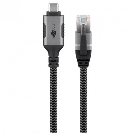 Mrežni kabel GOOBAY USB-C 3.1 / RJ45 2m CAT 6 črn/siv