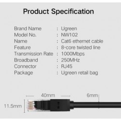 Mrežni kabel Ugreen Cat6 UTP LAN kabel 30m