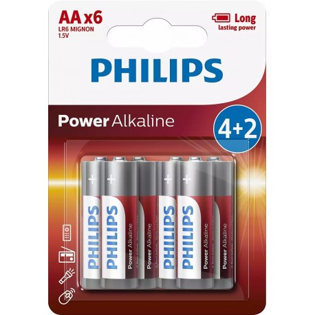 PHILIPS BATERIJA AA - POWER ALKALINE BLISTER 4+2 KOS (LR6)