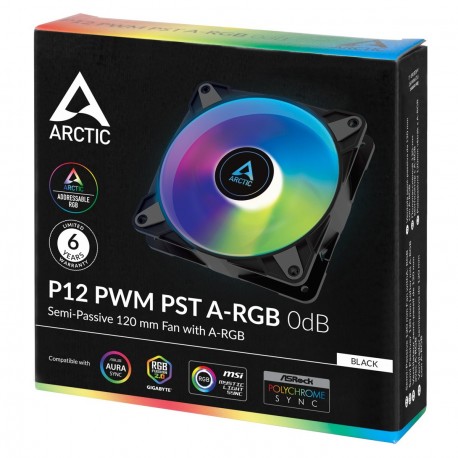 ARCTIC P12 PWM PST A-RGB 120mm 4-pin ventilator, črn, ACFAN00231A