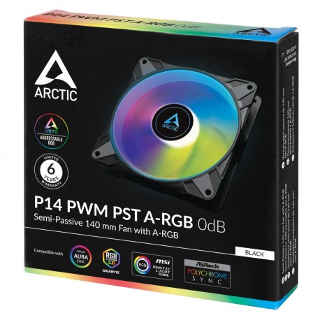 ARCTIC P14 PWM PST A-RGB 140mm 4-pin ventilator, črn, ACFAN00239A