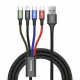 Kabel Baseus USB 4v1 Lightning/2xTipC/Mikro 1.2m tri barve