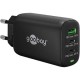 Napajalni adapter 65W GaN Multiport 2x USB-C PD, 1x USB-A QC, črn