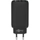 Napajalni adapter 65W GaN Multiport 2x USB-C PD, 1x USB-A QC, črn