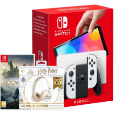 Nintendo switch OLED White Joy-Con + slušalke + Hogwarts Legacy igra