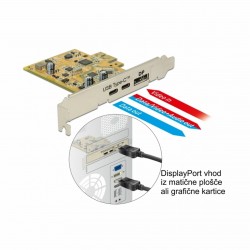 Razširitvena kartica Delock PCIe 1x USB-C + 1x USB-C (DP) + 1x DisplayPort