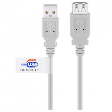 Podajševalni kabel  USB 2.0(M) na USB 2.0(Ž), 1,8m, Goobay