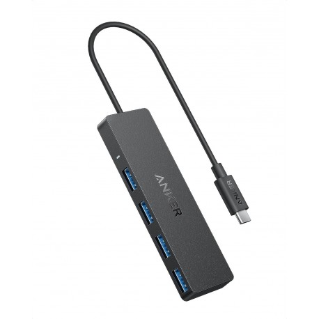 Hub Anker Ultra Slim 4-port, USB-C, črn