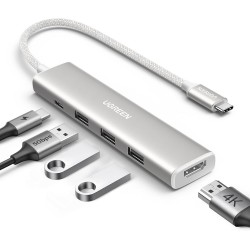 Hub Ugreen Revodok USB-C, 5-v-1, 100W PD, bel, 35580