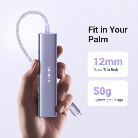 Priklopna postaja Ugreen Revodok USB-C, 5-v-1, 100W PD, vijola